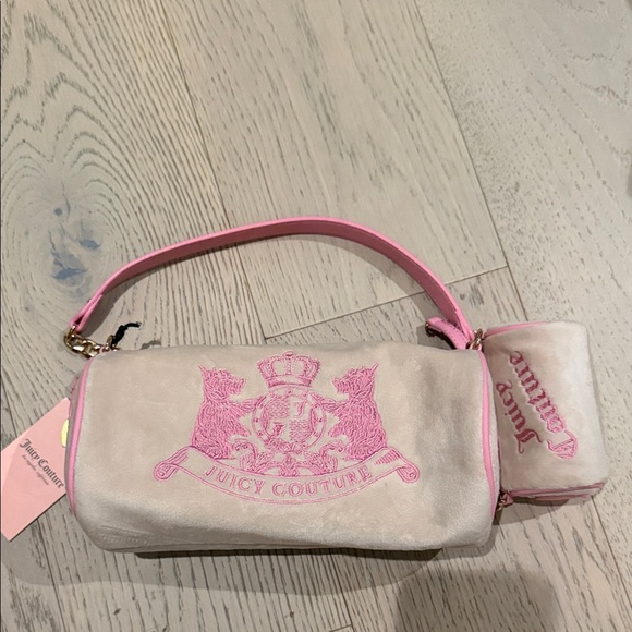 Juicy Couture Handbags - Juicy Couture Pink and Cream Clutch